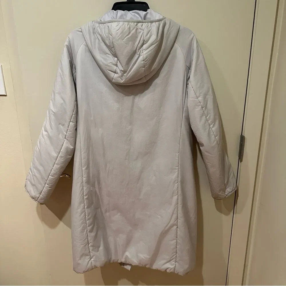 UNIQLO Light Puffer Long Hooded Coat Puffer Parka Womens XS Light grey